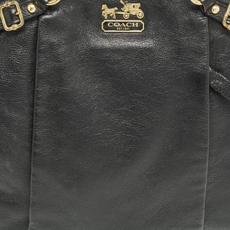 Pre Owned Coach Black Leather Sophia Madison Tote