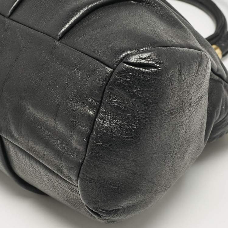 Pre Owned Coach Black Leather Madison Pinnacle Carrie Satchel