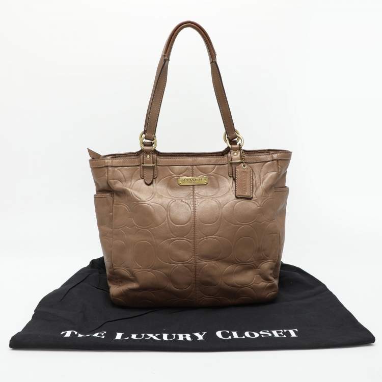 Pre Owned Coach Brown Embossed Leather South Tote