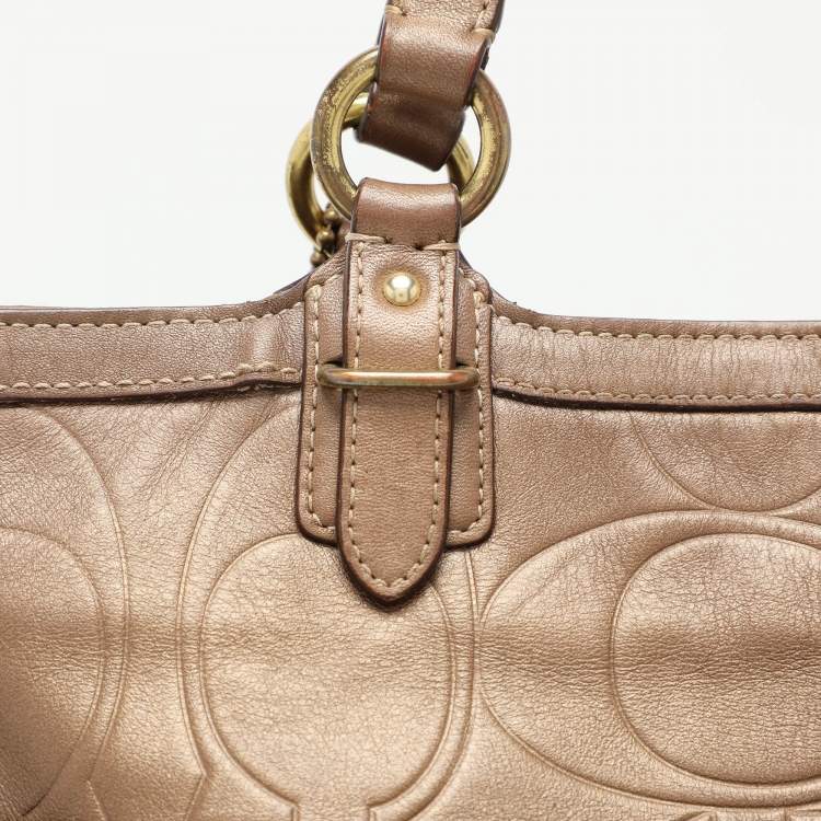 Pre Owned Coach Brown Embossed Leather South Tote