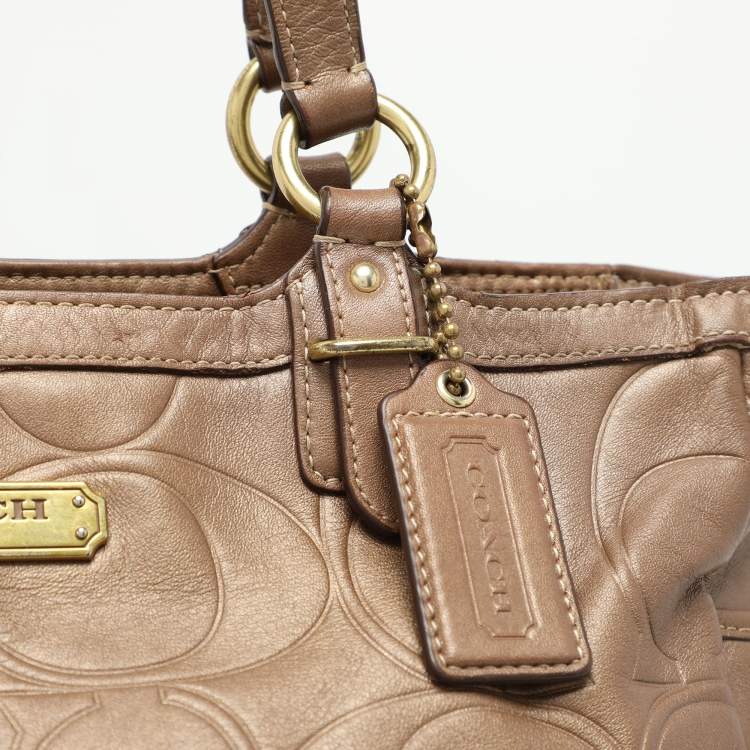 Pre Owned Coach Brown Embossed Leather South Tote