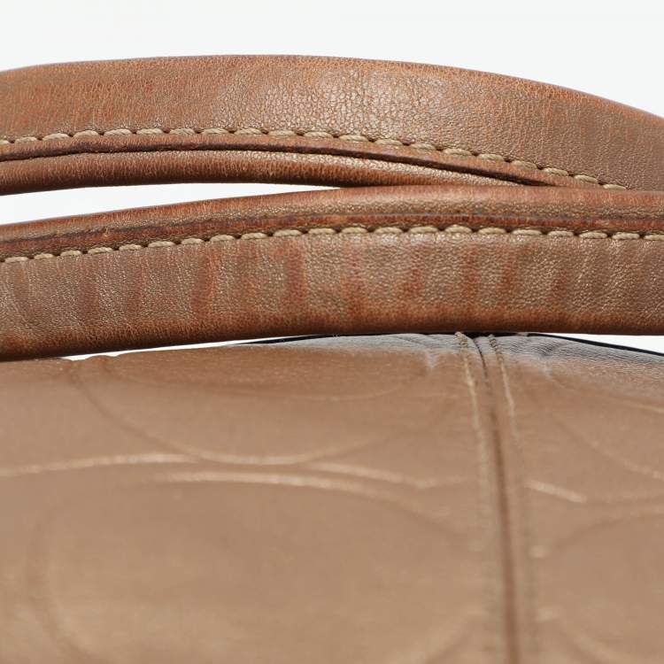 Pre Owned Coach Brown Embossed Leather South Tote