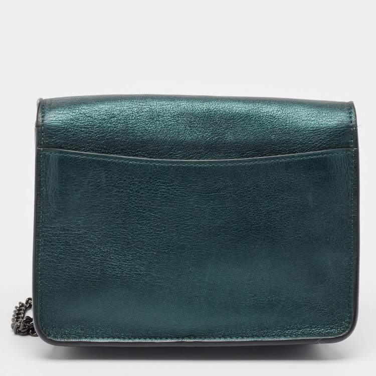 مملوكة مسبقًا Coach Metallic Green Leather Bowery Crossbody Bag