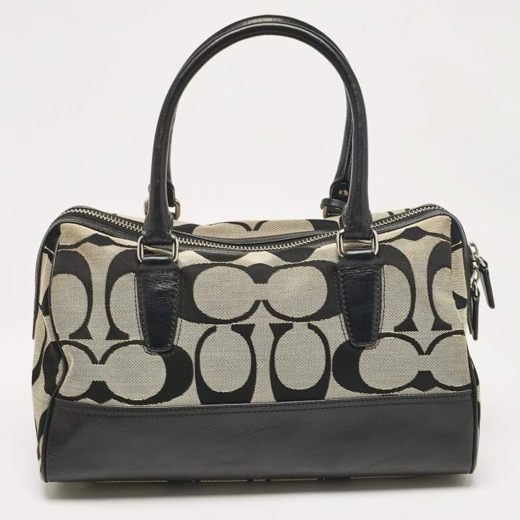 Pre Owned Coach Black Signature Canvas and Leather Legacy Haley Satchel