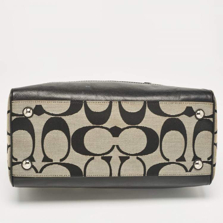 Pre Owned Coach Black Signature Canvas and Leather Legacy Haley Satchel