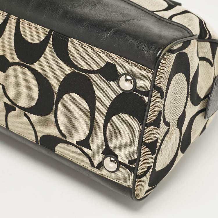 Pre Owned Coach Black Signature Canvas and Leather Legacy Haley Satchel