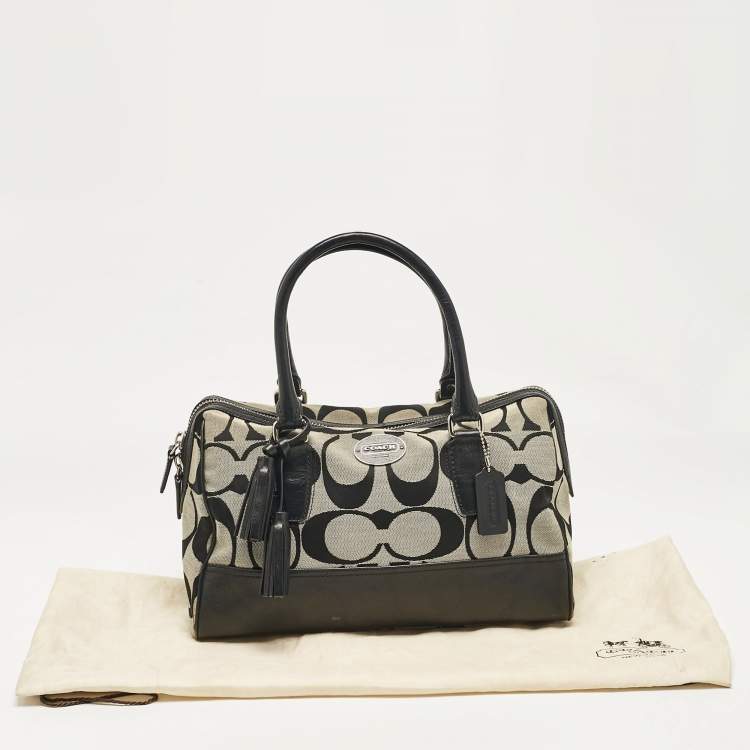 Pre Owned Coach Black Signature Canvas and Leather Legacy Haley Satchel