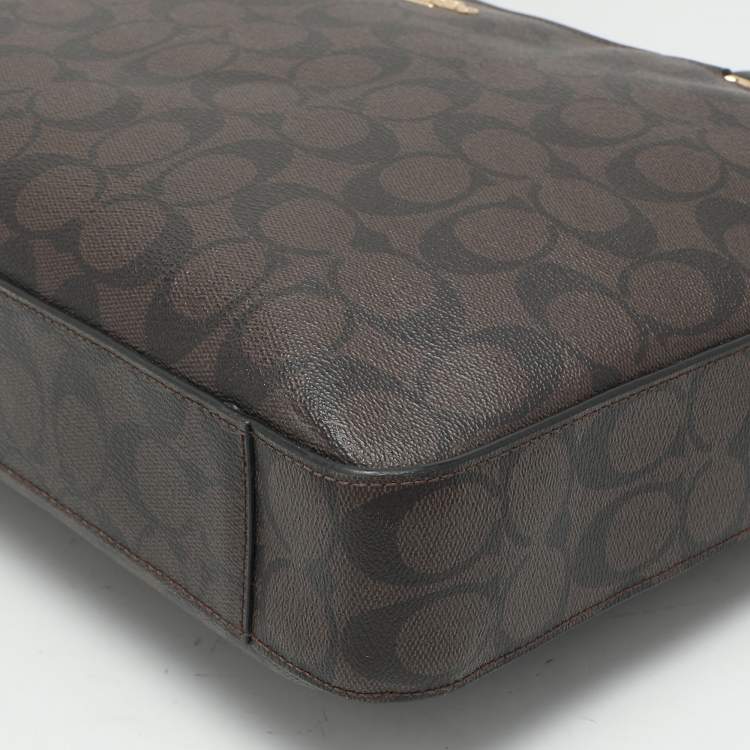 Pre Owned Coach Brown/Black Coated Canvas and Leather Laptop Bag