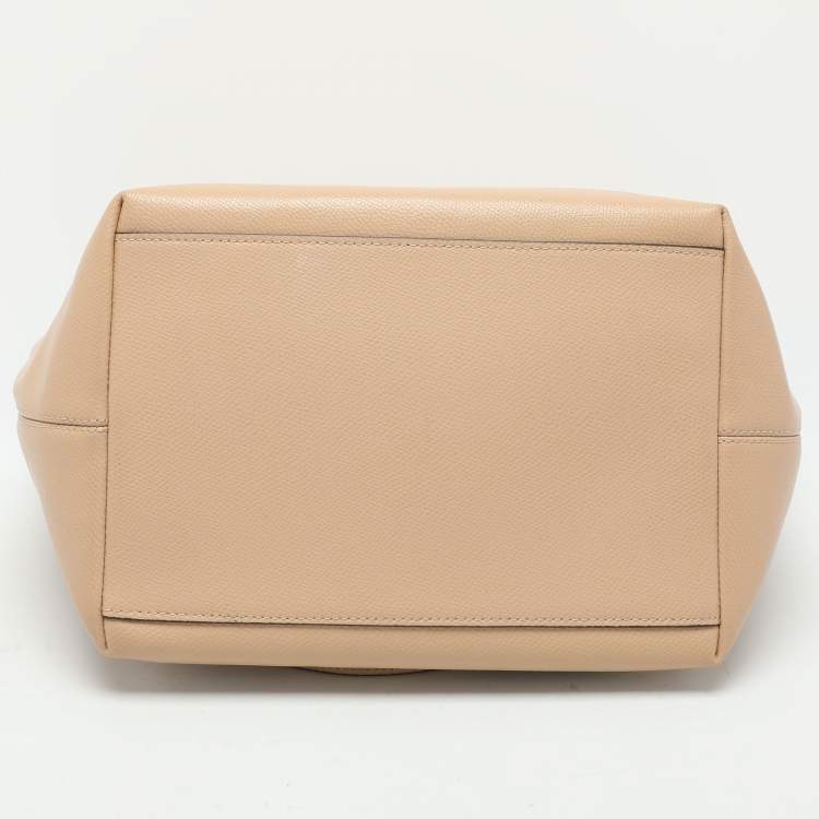 Pre Owned Coach Beige Leather Street Top Zip Tote