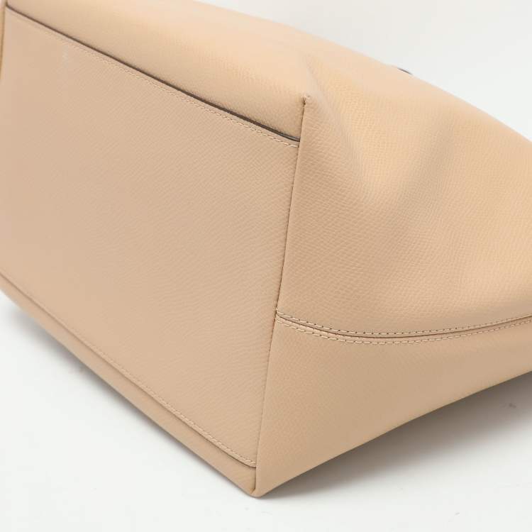Pre Owned Coach Beige Leather Street Top Zip Tote