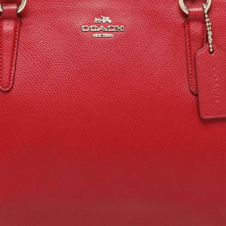 Pre Owned Coach Red Leather Christie Top Zip Satchel