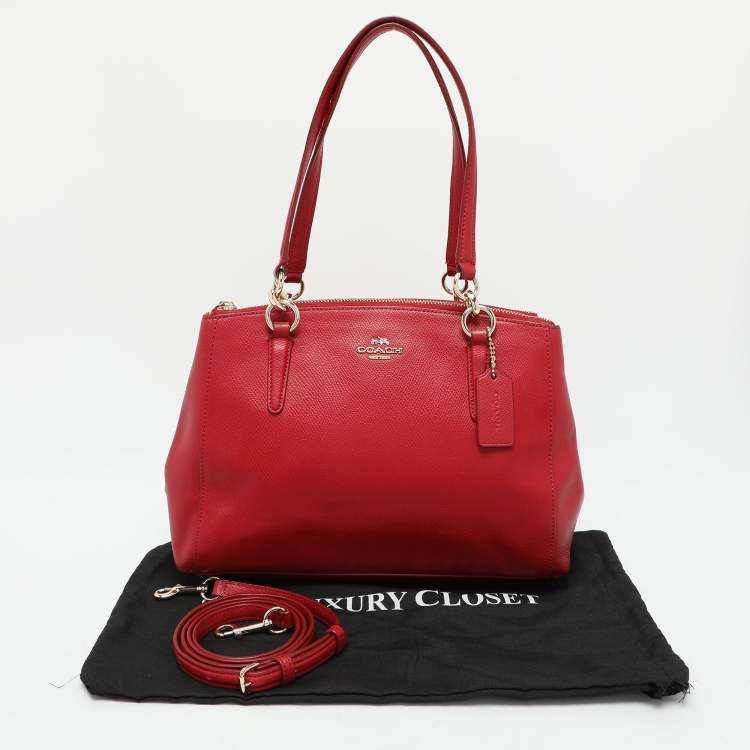 Pre Owned Coach Red Leather Christie Top Zip Satchel