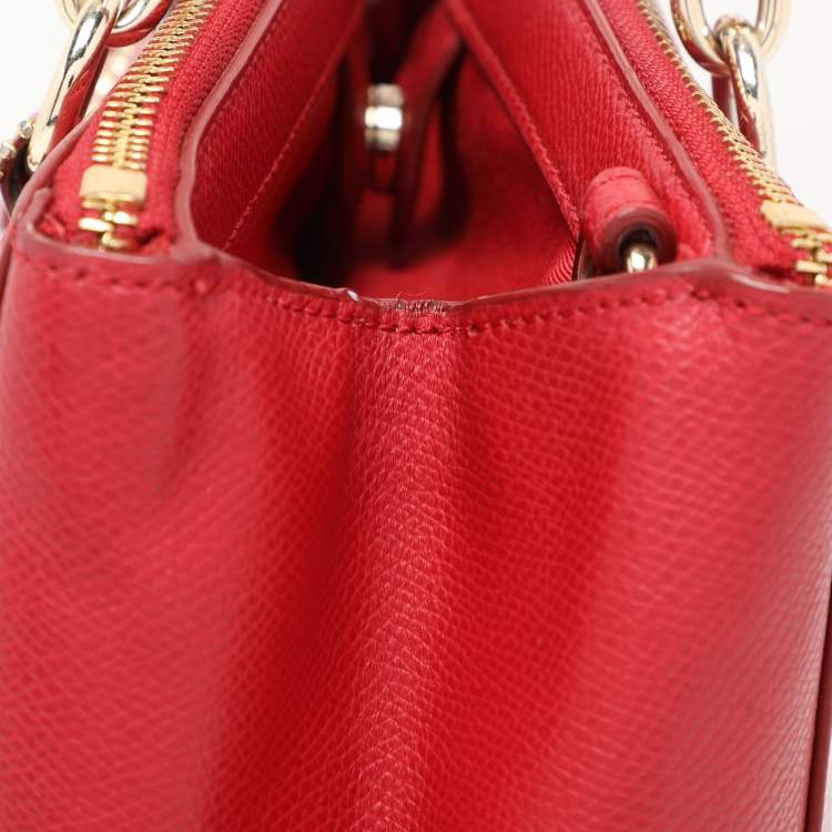 Pre Owned Coach Red Leather Christie Top Zip Satchel