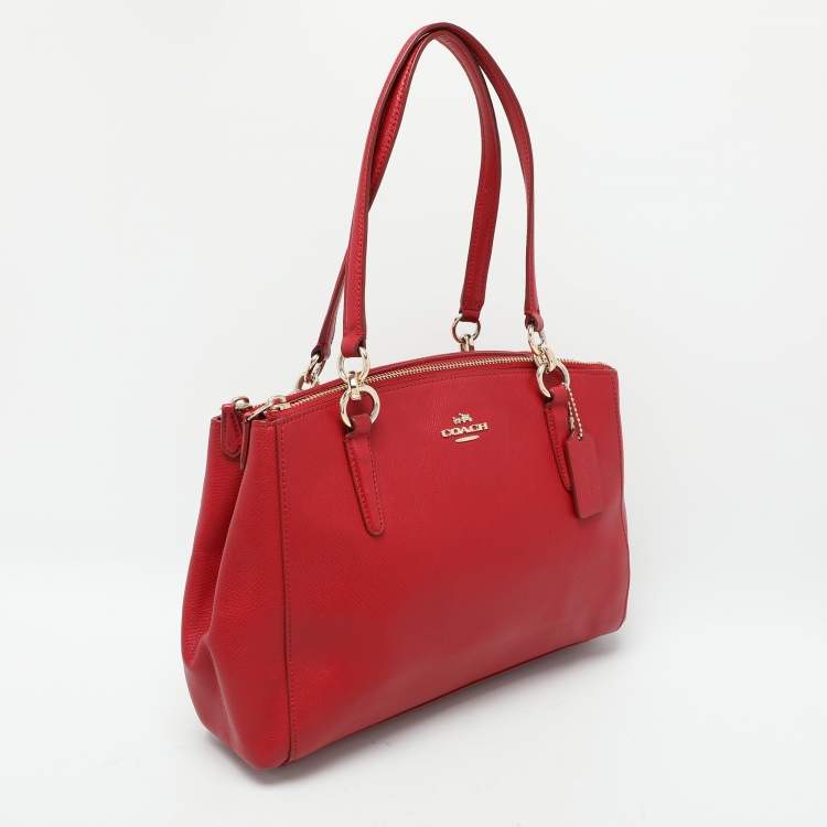Pre Owned Coach Red Leather Christie Top Zip Satchel