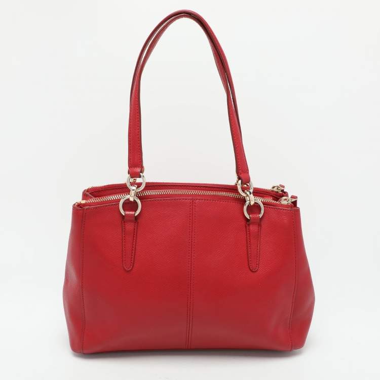 Pre Owned Coach Red Leather Christie Top Zip Satchel