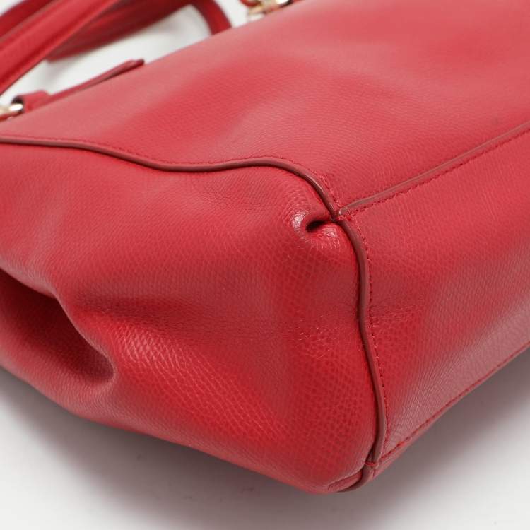 Pre Owned Coach Red Leather Christie Top Zip Satchel