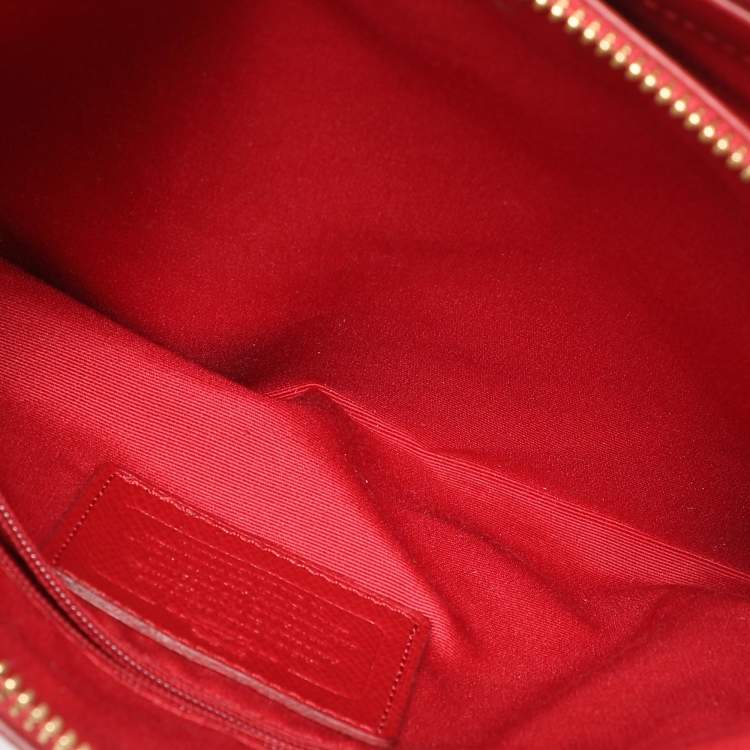 Pre Owned Coach Red Leather Christie Top Zip Satchel
