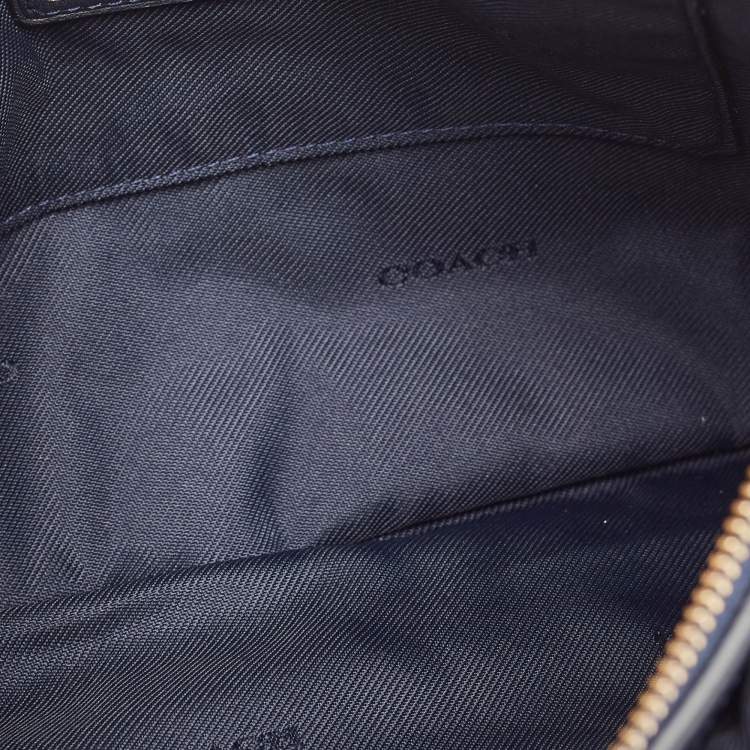 Pre Owned Coach Two Tone Blue Python Embossed Leather Journal Crossbody Bag