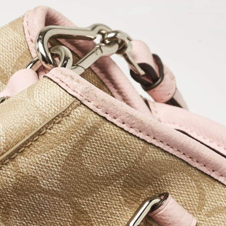 مملوكة مسبقًا Coach Pink/Beige Signature Coated Canvas Margot Carryall Satchel