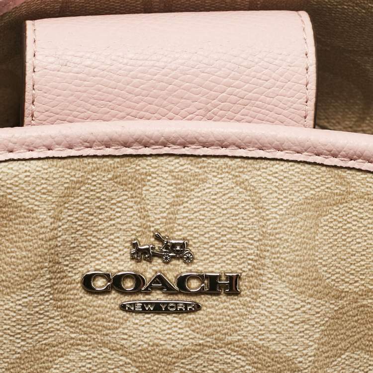 مملوكة مسبقًا Coach Pink/Beige Signature Coated Canvas Margot Carryall Satchel