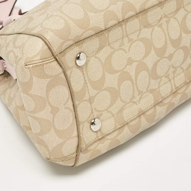 مملوكة مسبقًا Coach Pink/Beige Signature Coated Canvas Margot Carryall Satchel