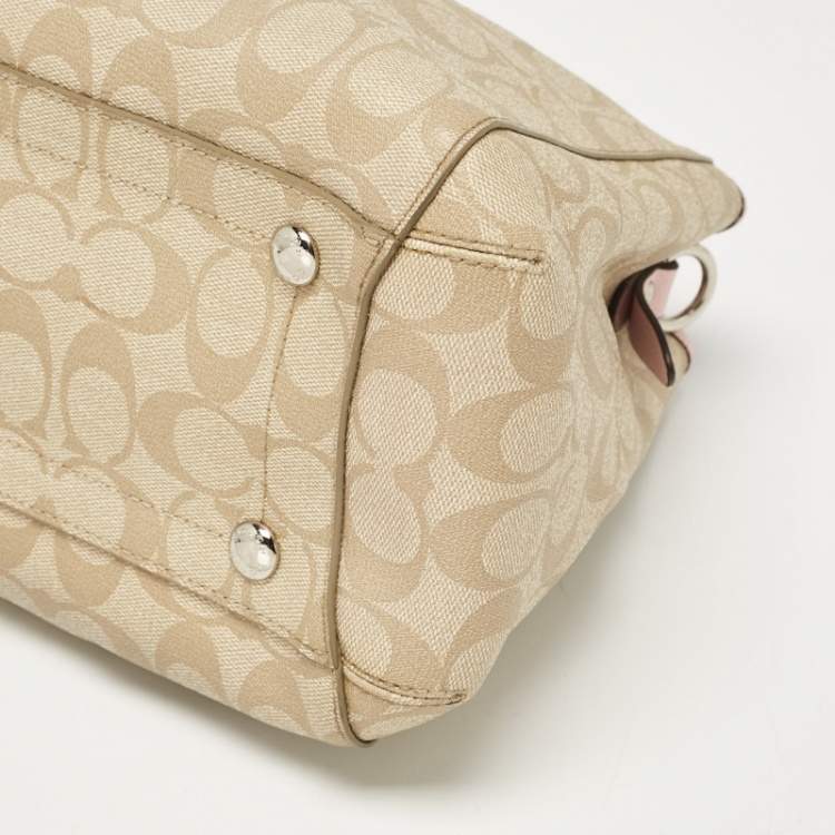 مملوكة مسبقًا Coach Pink/Beige Signature Coated Canvas Margot Carryall Satchel