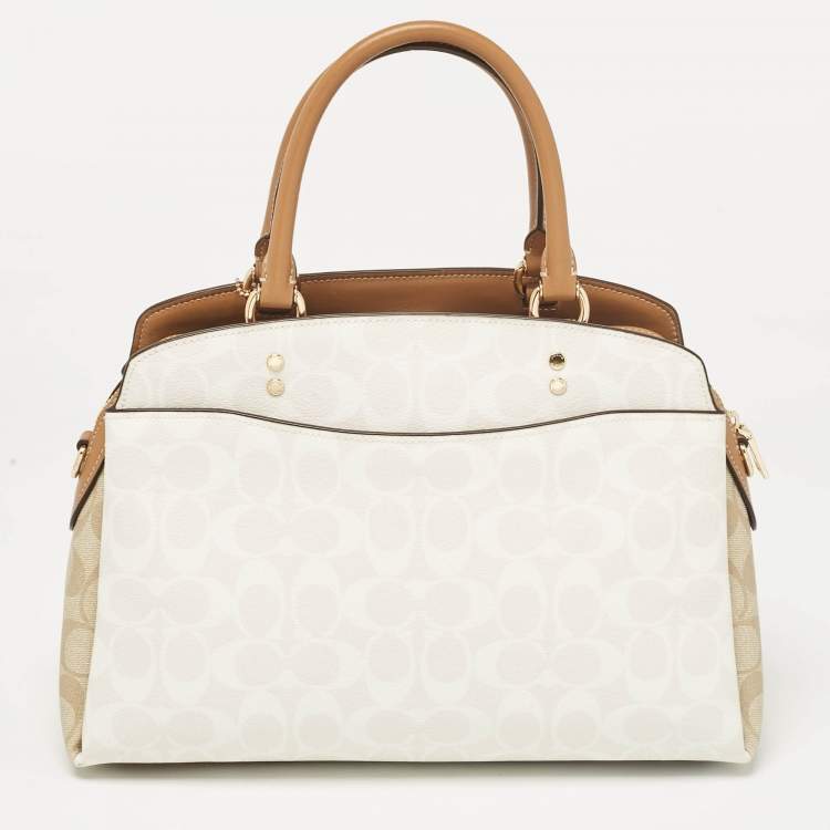 مملوكة مسبقًا Coach Beige/Off White Signature Coated Canvas and Leather Lillie Carryall Satchel