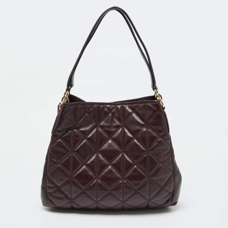 مملوكة مسبقًا Coach Burgundy Quilted Leather Phoebe Madison Shoulder Bag