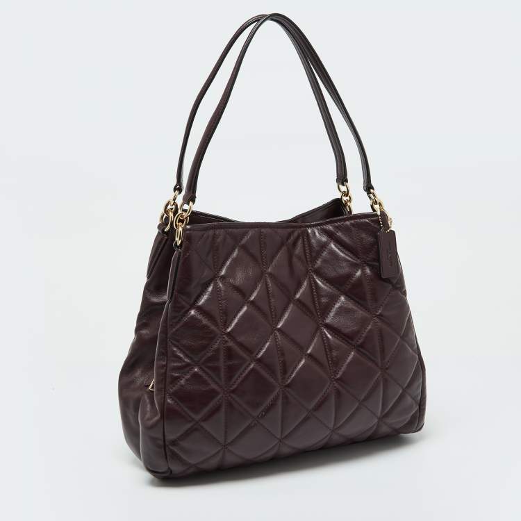 مملوكة مسبقًا Coach Burgundy Quilted Leather Phoebe Madison Shoulder Bag
