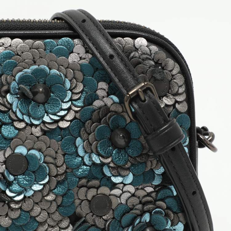Pre Owned Coach Multicolor Leather Sadie Flower Applique Crossbody Bag