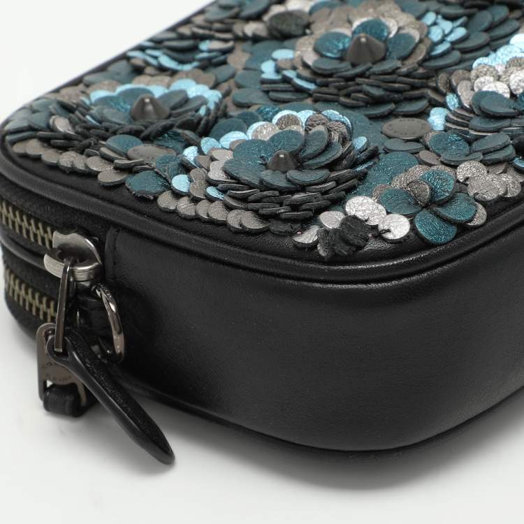 Pre Owned Coach Multicolor Leather Sadie Flower Applique Crossbody Bag
