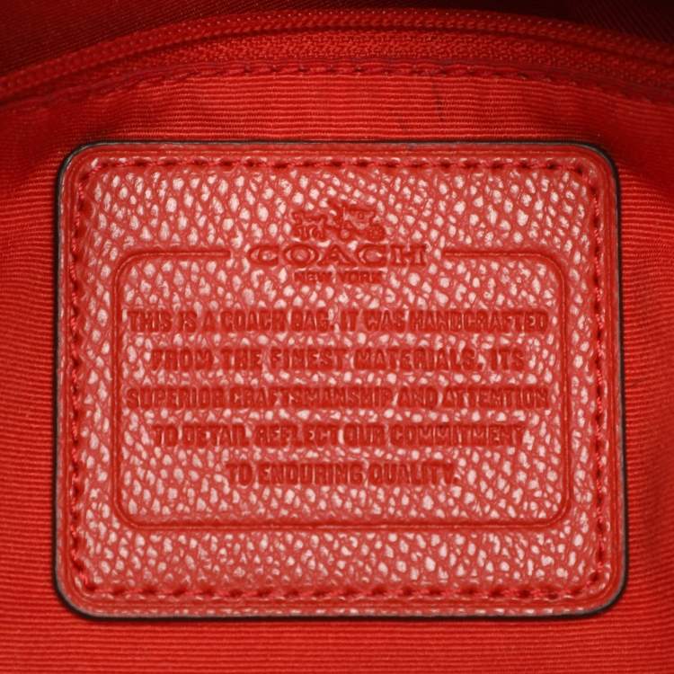 Pre Owned Coach Red Printed Leather Bennett Satchel