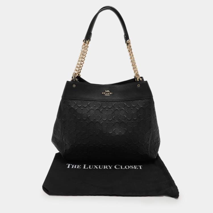Pre Owned Coach Black Embossed Leather Lexy Shoulder Bag
