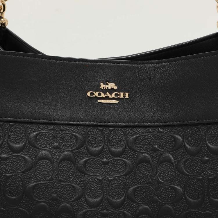 Pre Owned Coach Black Embossed Leather Lexy Shoulder Bag