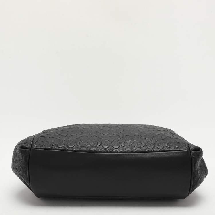 Pre Owned Coach Black Embossed Leather Lexy Shoulder Bag