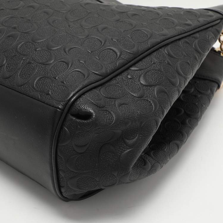 Pre Owned Coach Black Embossed Leather Lexy Shoulder Bag