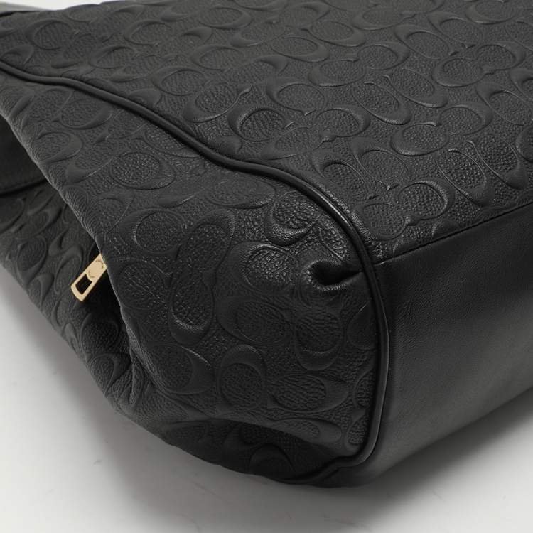 Pre Owned Coach Black Embossed Leather Lexy Shoulder Bag