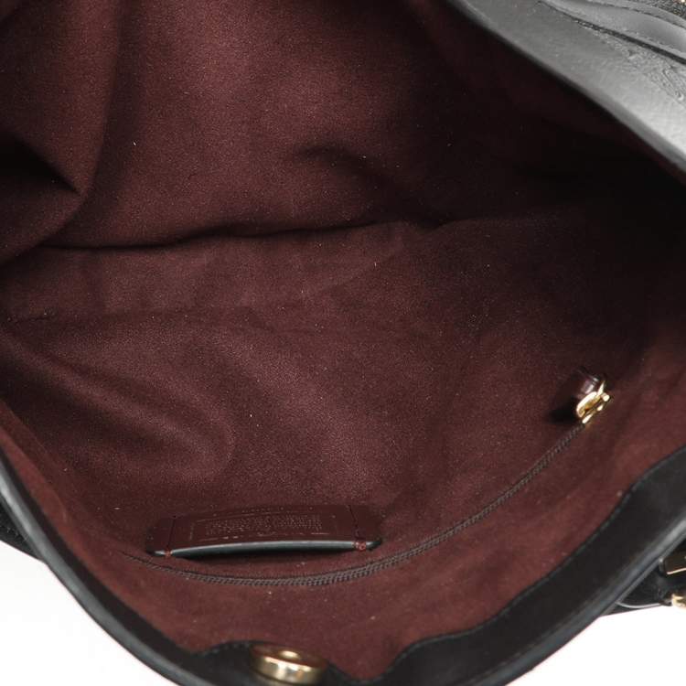 Pre Owned Coach Black Embossed Leather Lexy Shoulder Bag