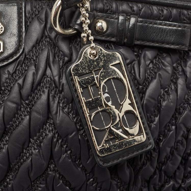 Pre Owned Coach Black Matelasse Nylon 70th Anniversary Madison Satchel
