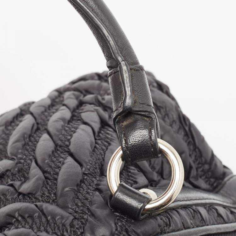 Pre Owned Coach Black Matelasse Nylon 70th Anniversary Madison Satchel