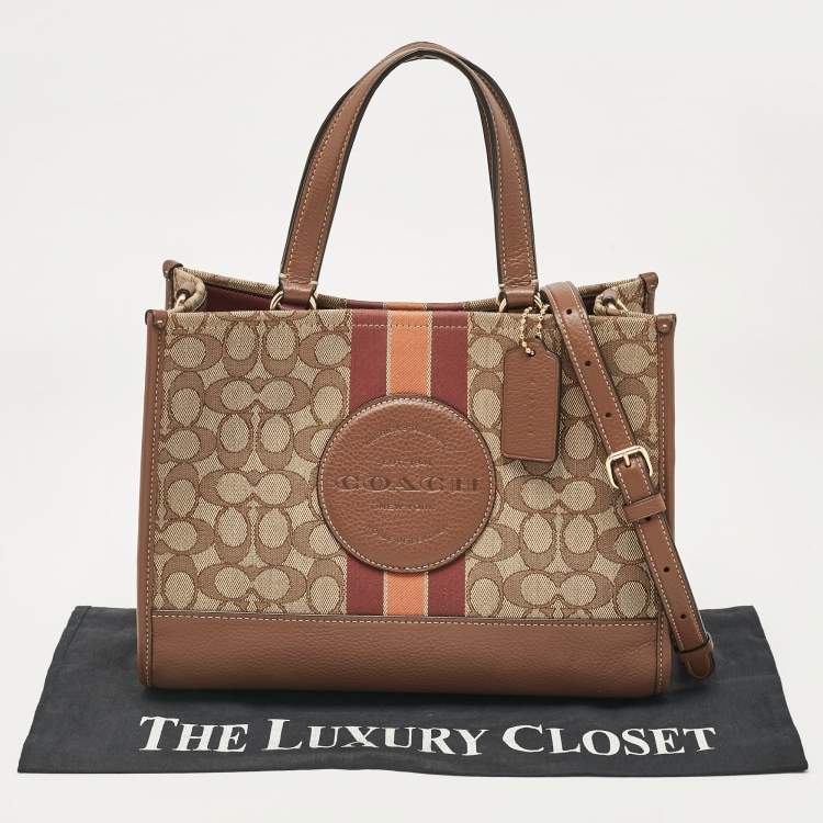 مملوكة مسبقًا Coach Brown/Beige Signature Jacquard Canvas Dempsey 30 Carryall Tote
