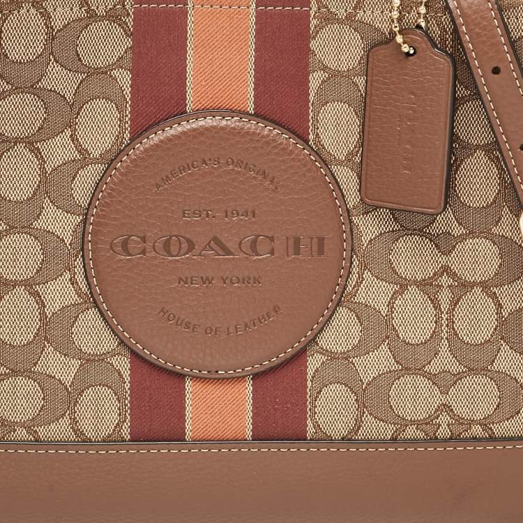 مملوكة مسبقًا Coach Brown/Beige Signature Jacquard Canvas Dempsey 30 Carryall Tote