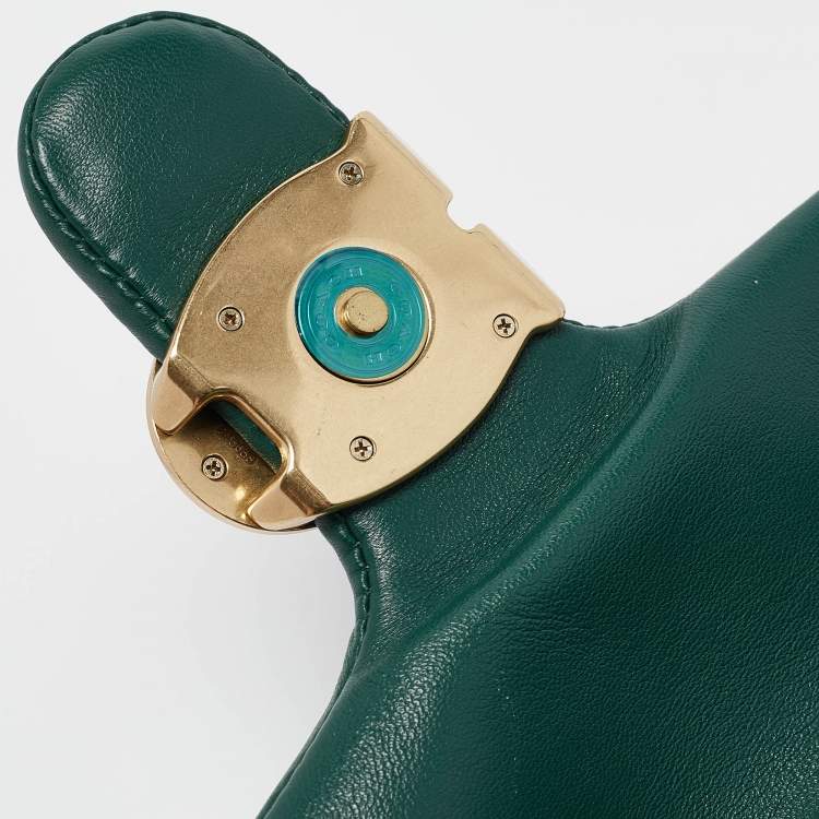 Pre Owned Coach Dark Green Leather Tabby Pillow 26 Shoulder Bag