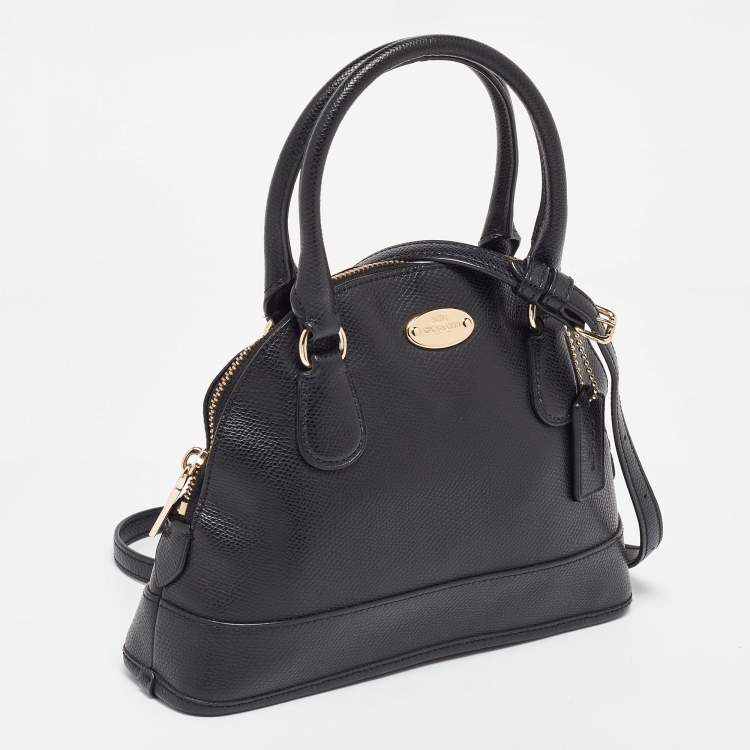 Pre Owned Coach Black Leather Cora Dome Satchel