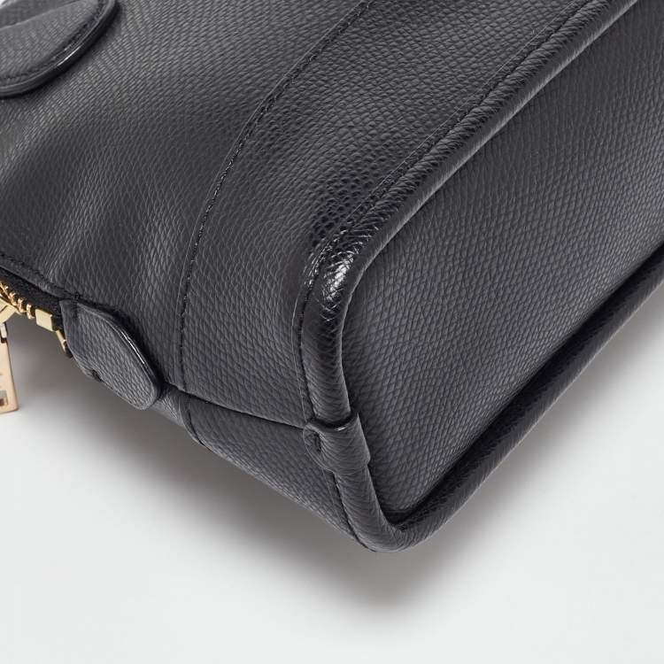 Pre Owned Coach Black Leather Cora Dome Satchel