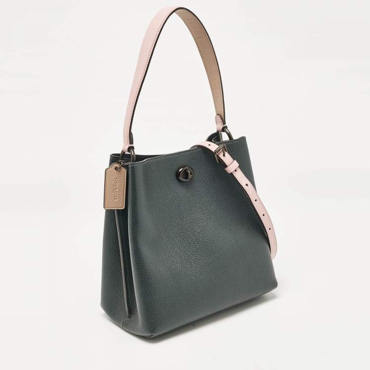 Pre Owned Coach Dark Green Leather Willow Bucket Bag