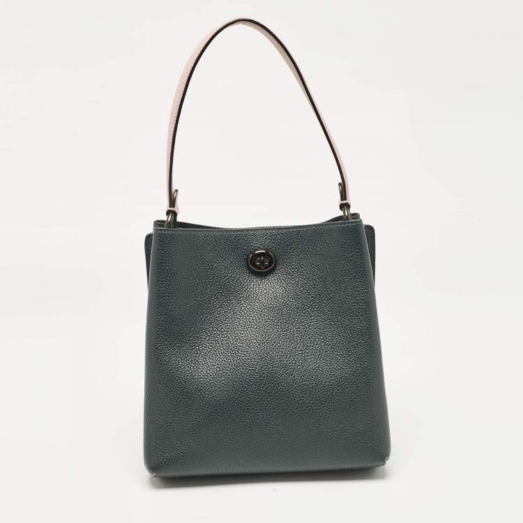 Pre Owned Coach Dark Green Leather Willow Bucket Bag