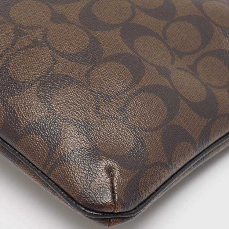 مملوكة مسبقًا Coach Beige/Brown Signature Coated Canvas and Leather Crossbody Bag
