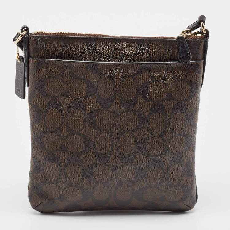 مملوكة مسبقًا Coach Beige/Brown Signature Coated Canvas and Leather Crossbody Bag
