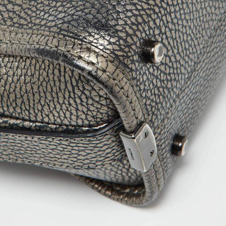 Pre Owned Coach Metallic Grey Leather Swagger 20 Crossbody Bag